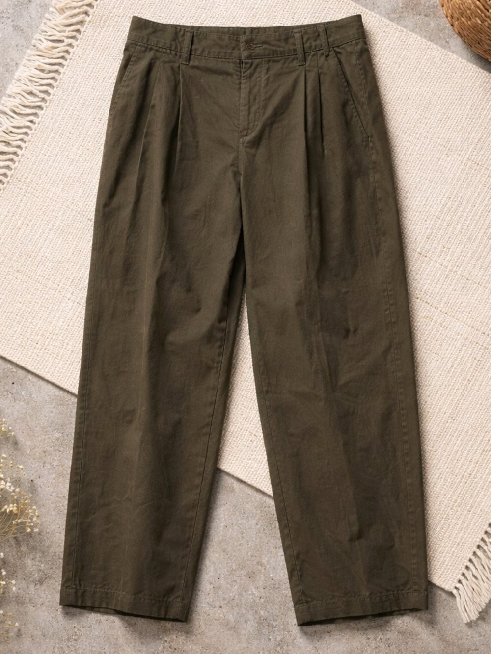 A New Day Women's Size 6 Olive Pleated High-Rise Straight Dress Pants